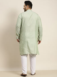 Thumbnail for Sojanya Plus Men Green Jacquard Self Design Kurta with Pyjamas - Distacart