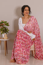 Thumbnail for Tikhi Imli Pink Printed Saree - Distacart