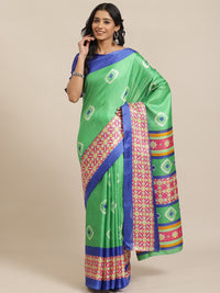 Thumbnail for Saree Mall Green & White Printed Saree - Distacart
