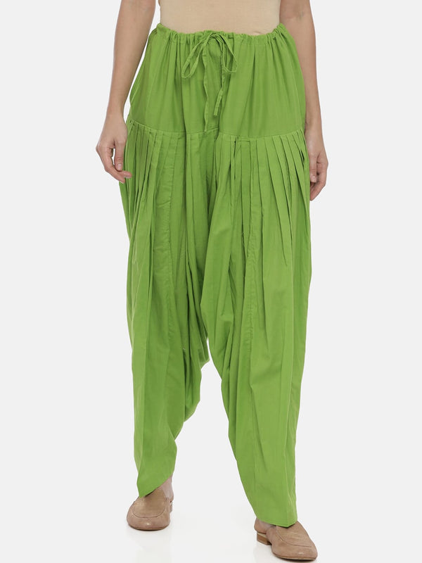 Souchii Lime Green Solid Loose-Fit Patiala - Distacart