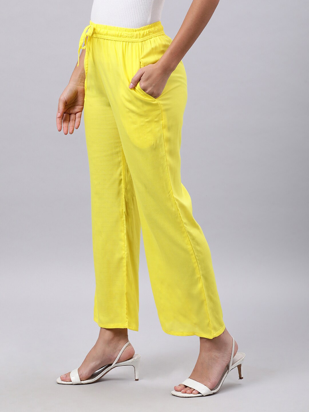 Souchii Women Yellow Liva Ethnic Palazzos - Distacart