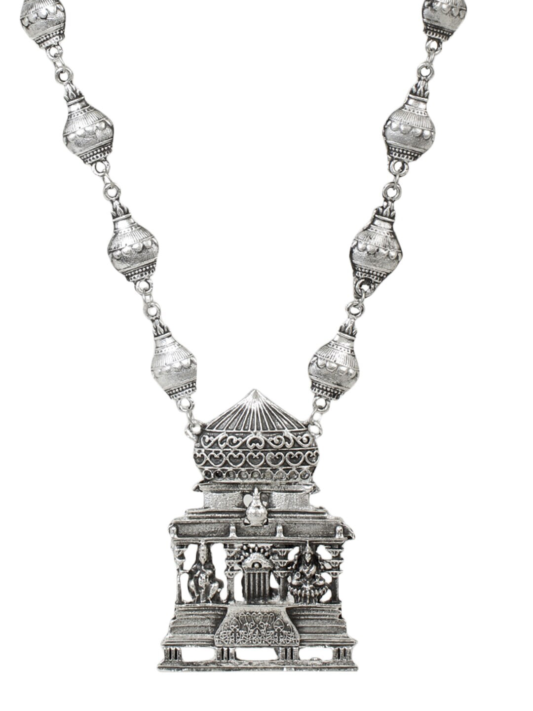 Cardinal Silver-Toned Oxidized Long Jewellery Set - Distacart