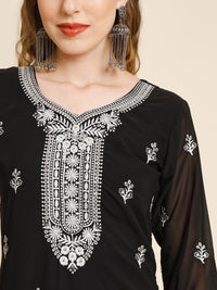 Thumbnail for HERE&NOW Ethnic Motifs Embroidered Sequined Georgette Kurta - Distacart