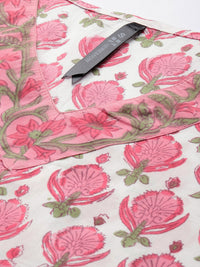 Thumbnail for HERE&NOW Women Floral Printed Regular Pure Cotton Kurta with Trousers & With Dupatta - Distacart