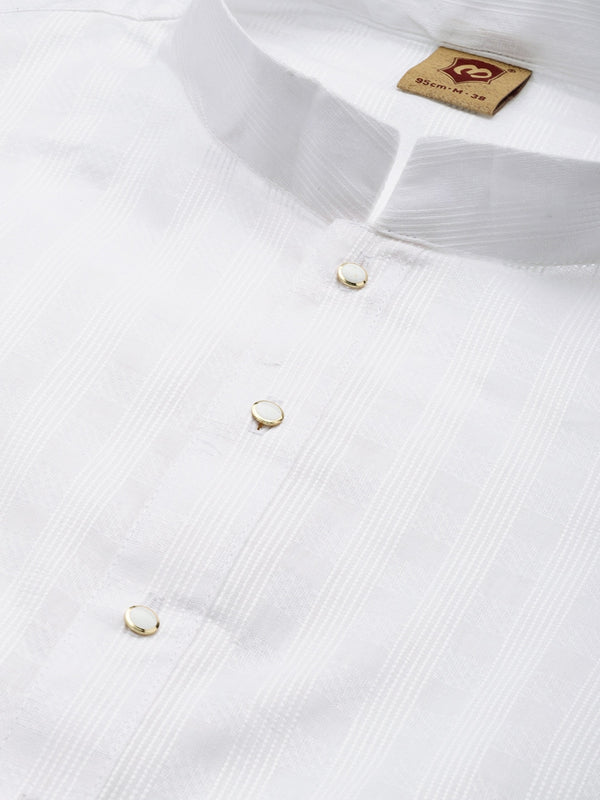 Manyavar Men White Solid Kurta with Pyjamas - Distacart