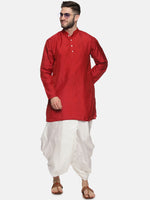 Thumbnail for Sethukrishna Men Maroon Kurta with Dhoti Pants - Distacart