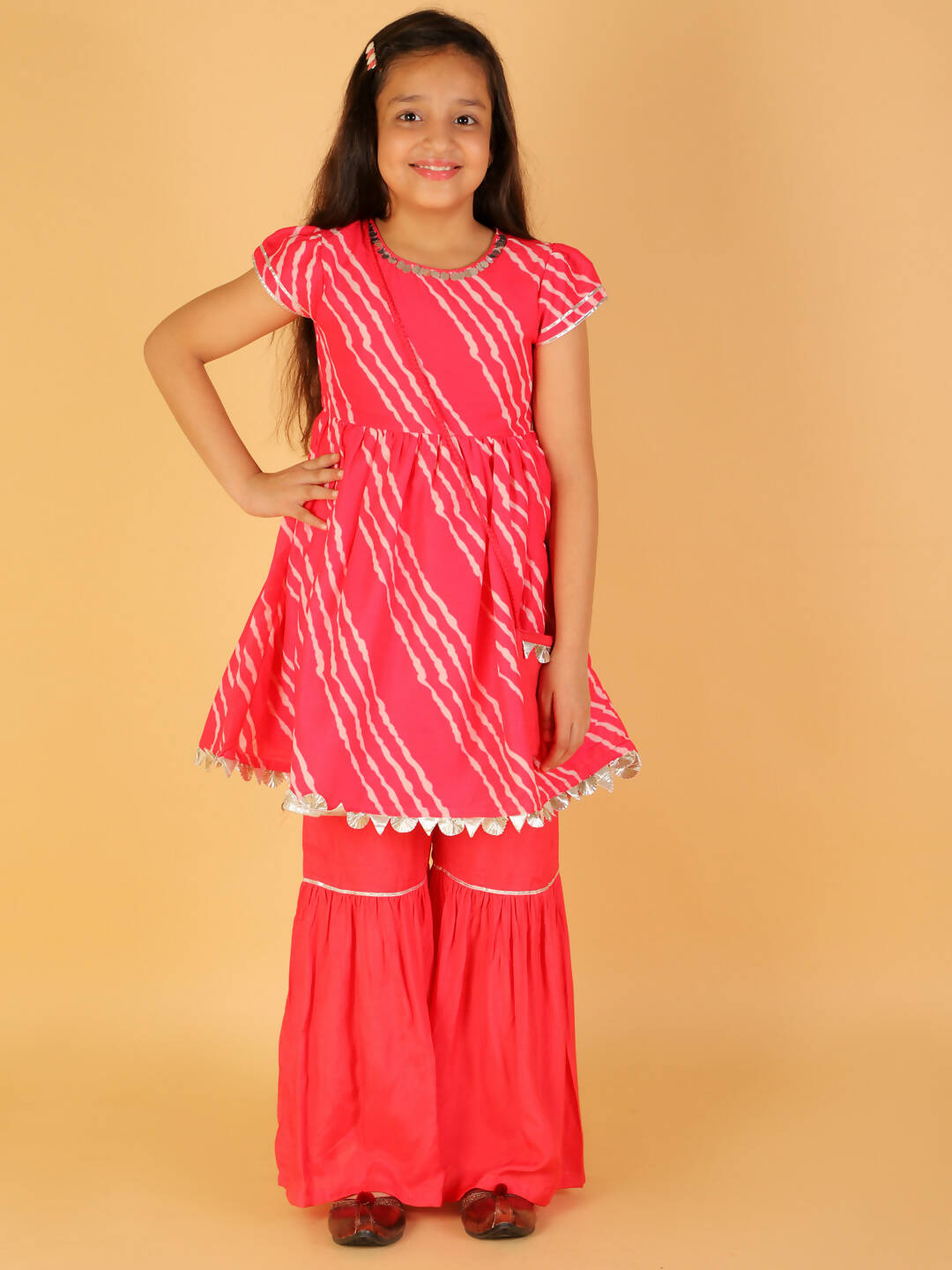 Lil Drama Girls Kurta With Sharara Set - Pink - Distacart