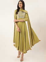 Thumbnail for Khushal K Ethnic Motifs Embroidered Sequined Kurta with Palazzos & Dupatta - Distacart