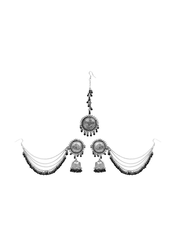 Cardinal Black Oxidised Maang Tikka Set - Distacart