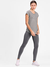 Thumbnail for Puma Women Grey Melange & Black Performance Heather Cat Training Tee - Distacart