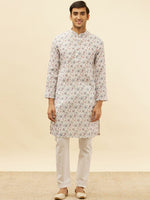 Thumbnail for Manyavar Floral Printed Regular Kurta with Pyjamas - Distacart