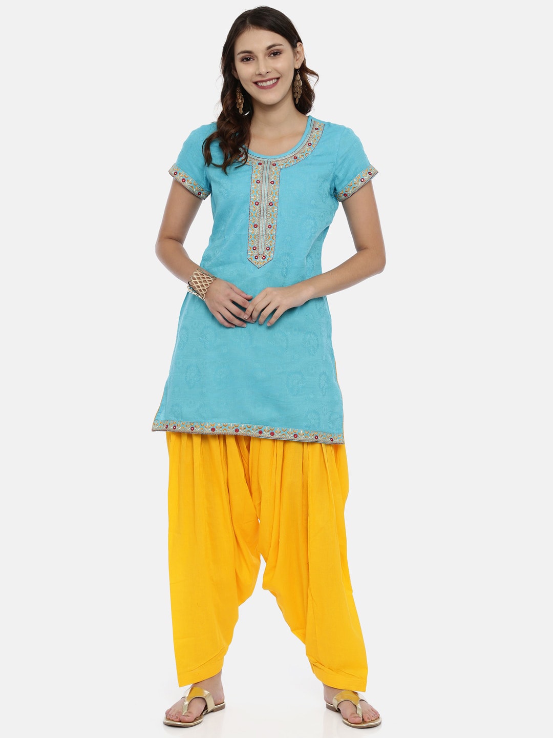 Souchii Mustard Yellow Solid Patiala - Distacart