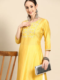 Thumbnail for Sangria Women Ethnic Motifs Embroidered Mirror Work Pastels Kurta - Distacart