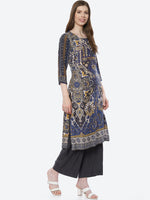 Thumbnail for Biba Women Blue Printed Kurta with Palazzos & With Dupatta - Distacart