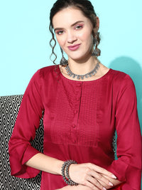 Thumbnail for Sangria Women Floral Embroidered Patchwork Kurta with Trousers - Distacart