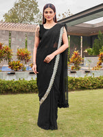 Thumbnail for Tikhi Imli Black Beads and Stones Saree - Distacart