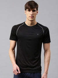 Thumbnail for HRX by Hrithik Roshan Men Black Raglan Sleeved T-shirt - Distacart