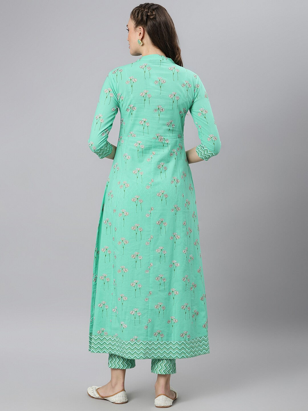 Khushal K Floral Printed Pure Cotton Kurta with Trousers - Distacart