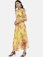 Thumbnail for Souchii Yellow Printed Maxi Dress - Distacart