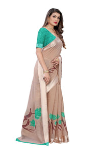 Thumbnail for Vamika Brown Linen Satin Patta Saree (VANI CHIKU) - Distacart