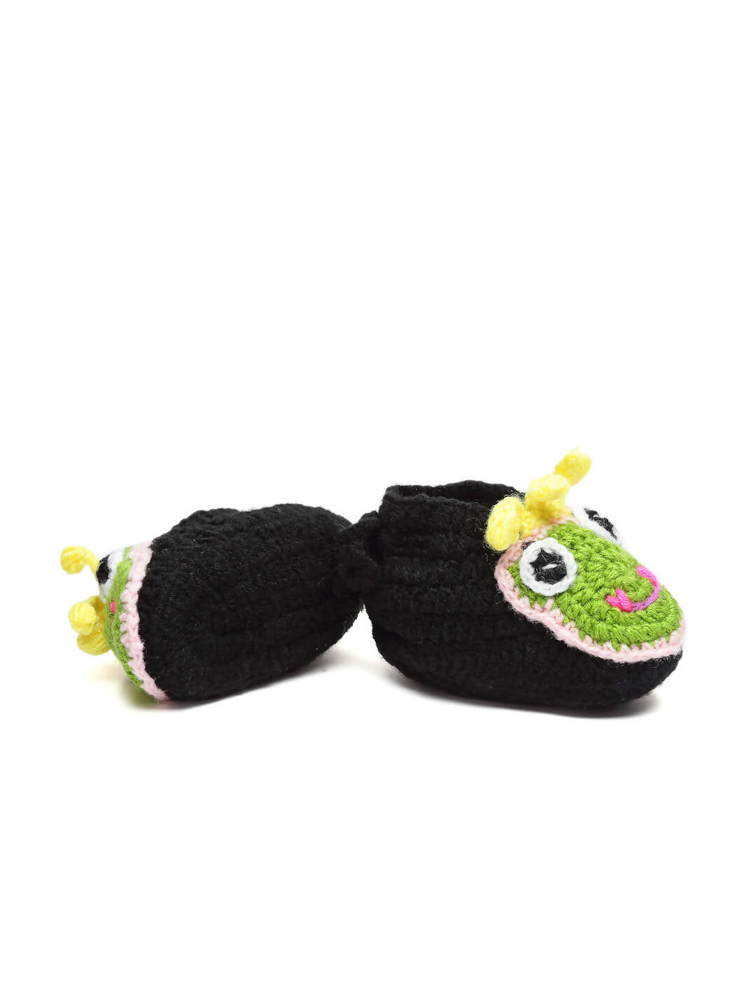 Chutput Kids Woollen Hand Knitted Frog Face Detailed Booties - Black - Distacart