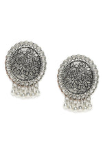 Thumbnail for Mominos Fashion Johar Kamal Oxidised Silver Plated Stud Earrings - Distacart