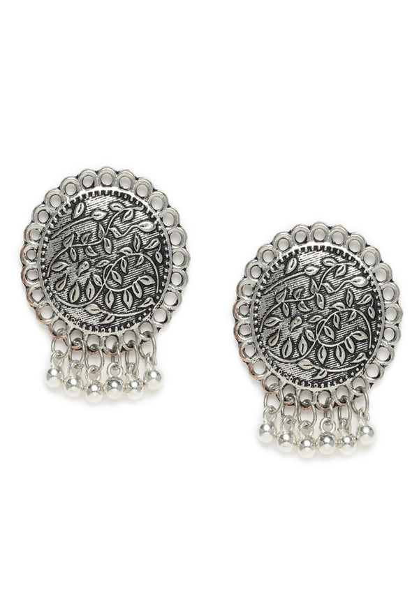 Mominos Fashion Johar Kamal Oxidised Silver Plated Stud Earrings - Distacart