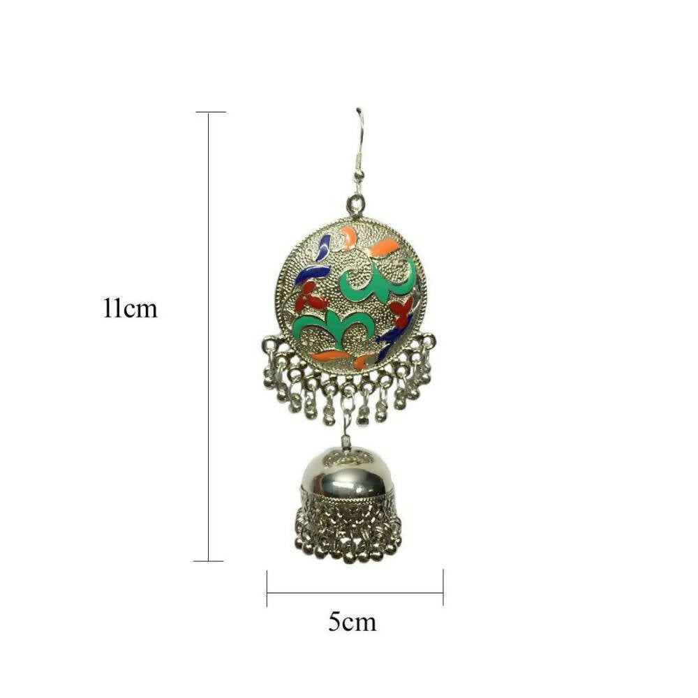 Tiaraa Multicolor Silver Oxidised Jhumki Fashion Earrings - Distacart