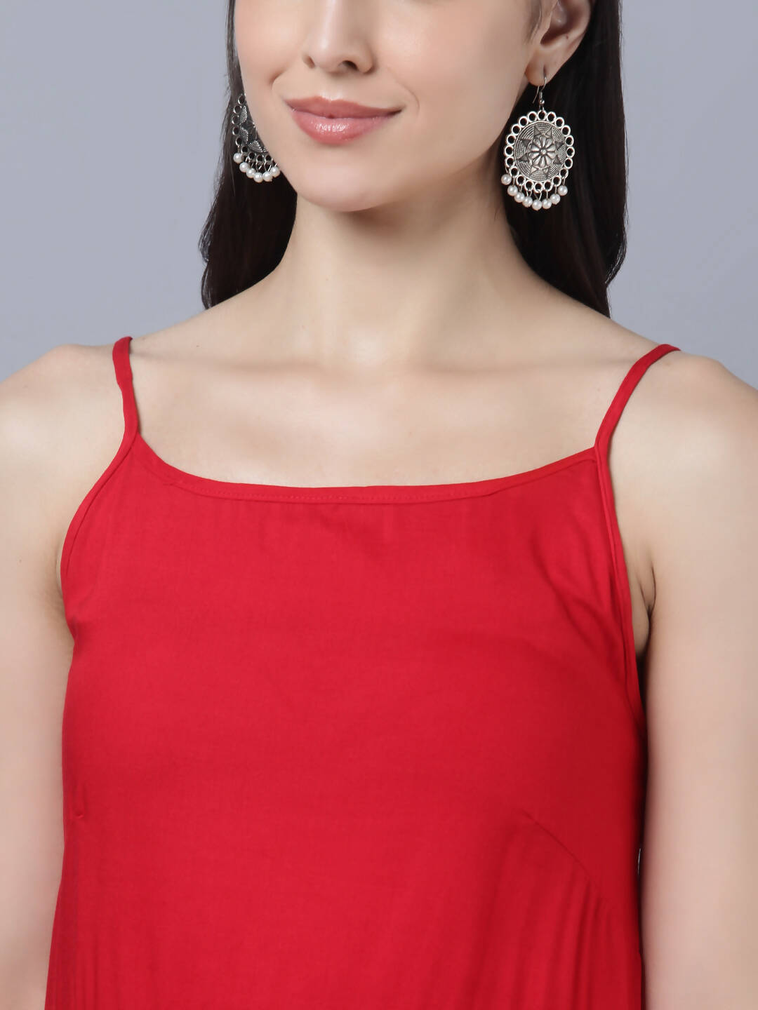 Myshka Women Red High Slit Kurta with Palazzos With Dupatta - Distacart