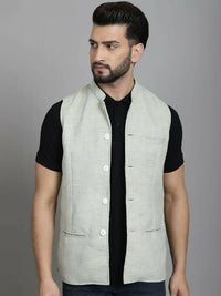 Thumbnail for Even Apparels Nehru Jacket With Welt Pockets - Green - Distacart