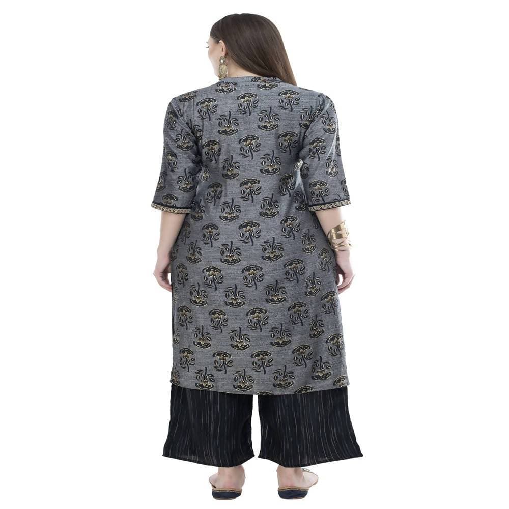 Lagi Women's Black Rayon Straight Printed Kurta & Palazzo (MRP102)