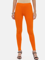 Thumbnail for Souchii Orange Solid Slim-Fit Ankle-Length Leggings For Women - Distacart
