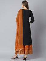 Thumbnail for Khushal K Women Black Woven Design Kurta with Palazzos & Dupatta - Distacart