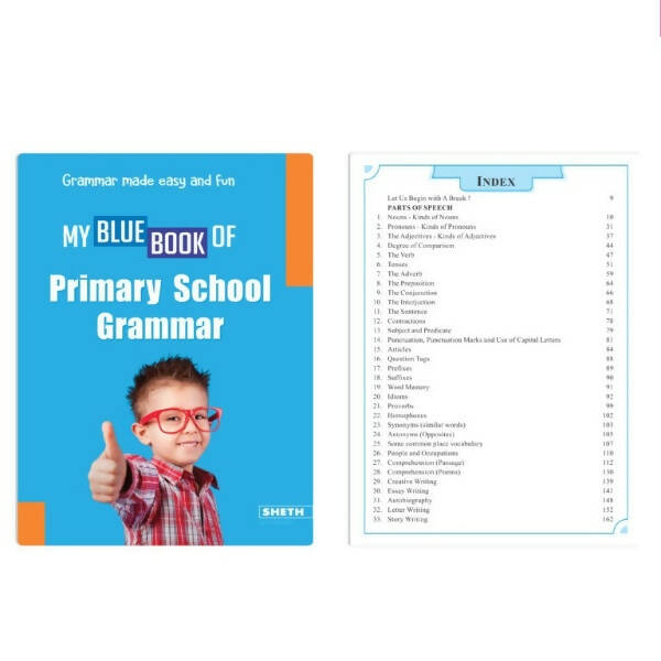 Nigam My Blue Book of Primary School Grammar * Suffix, Prefix, Homophones, Sentences, Preposition, Adverbs, Verbs, Pronouns, Adjectives, Nouns - Distacart