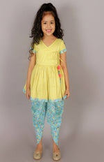 Thumbnail for Lil Drama Folklore Girls Yellow Kurta With Dhoti Set - Distacart