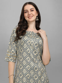 Thumbnail for HERE&NOW Women Grey Ethnic Motifs Printed Kurta With Palazzos - Distacart