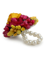 Thumbnail for Yellow Pink Beaded Flower Jewellery Set - Ruby Raang - Distacart