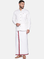 Thumbnail for Sethukrishna Mens White Solid Cotton Readymade Dhoti - Distacart
