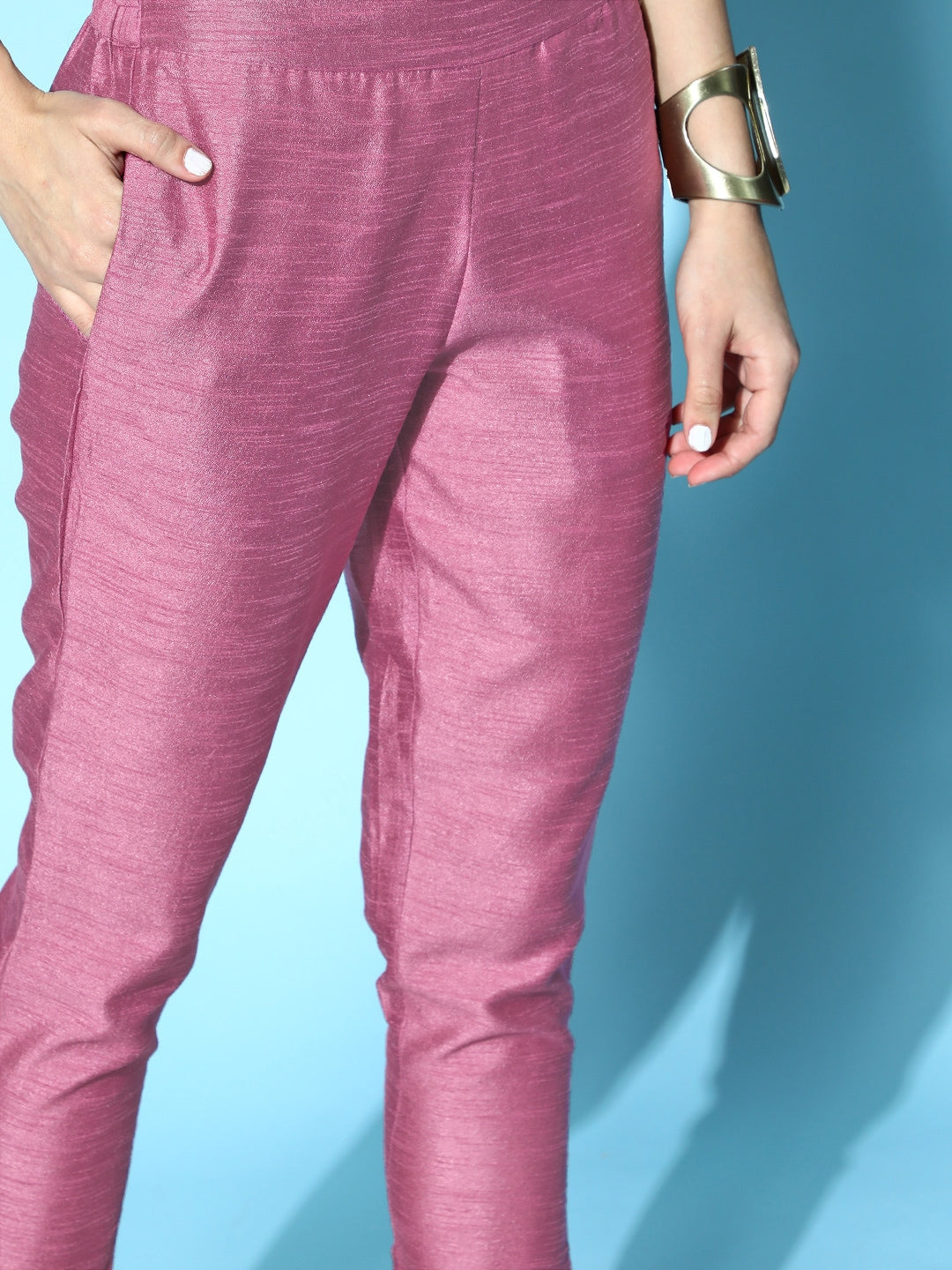 Sangria Women Mauve Yoke Design Straight Kurta with Trousers - Distacart