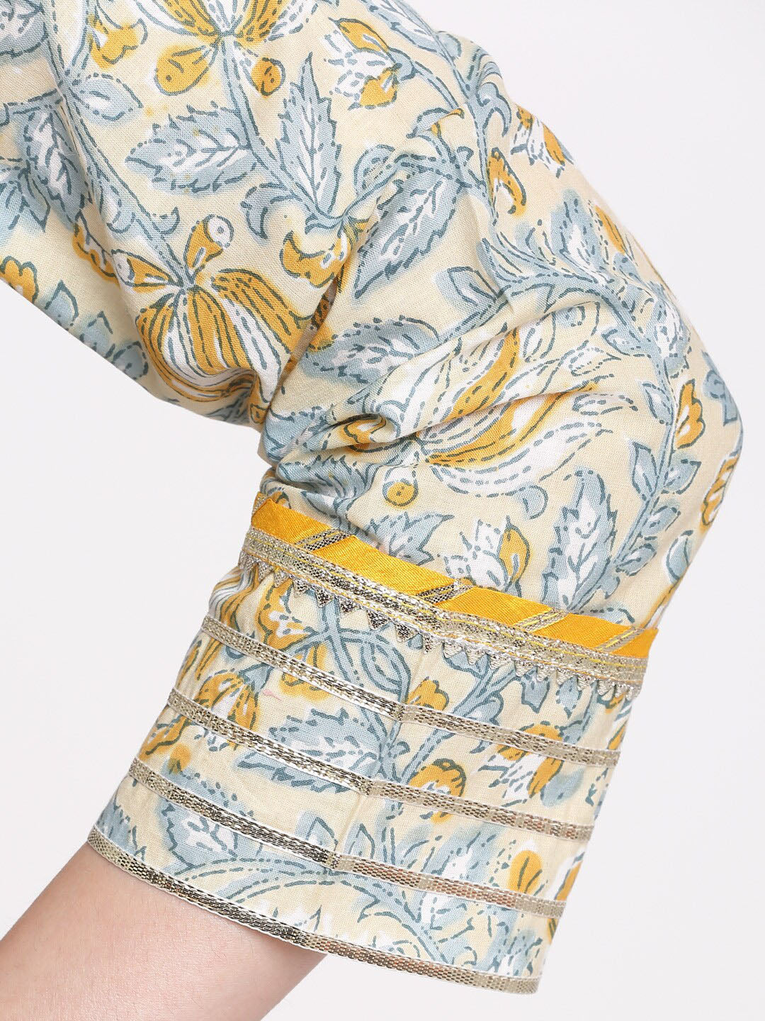 Kalini Women Yellow Ethnic Motifs Printed Pure Cotton Kurta with Trousers & With - Distacart