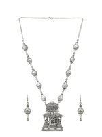 Thumbnail for Cardinal Silver-Toned Oxidized Long Jewellery Set - Distacart