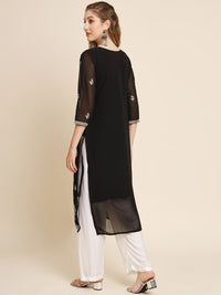 Thumbnail for HERE&NOW Ethnic Motifs Embroidered Sequined Georgette Kurta - Distacart