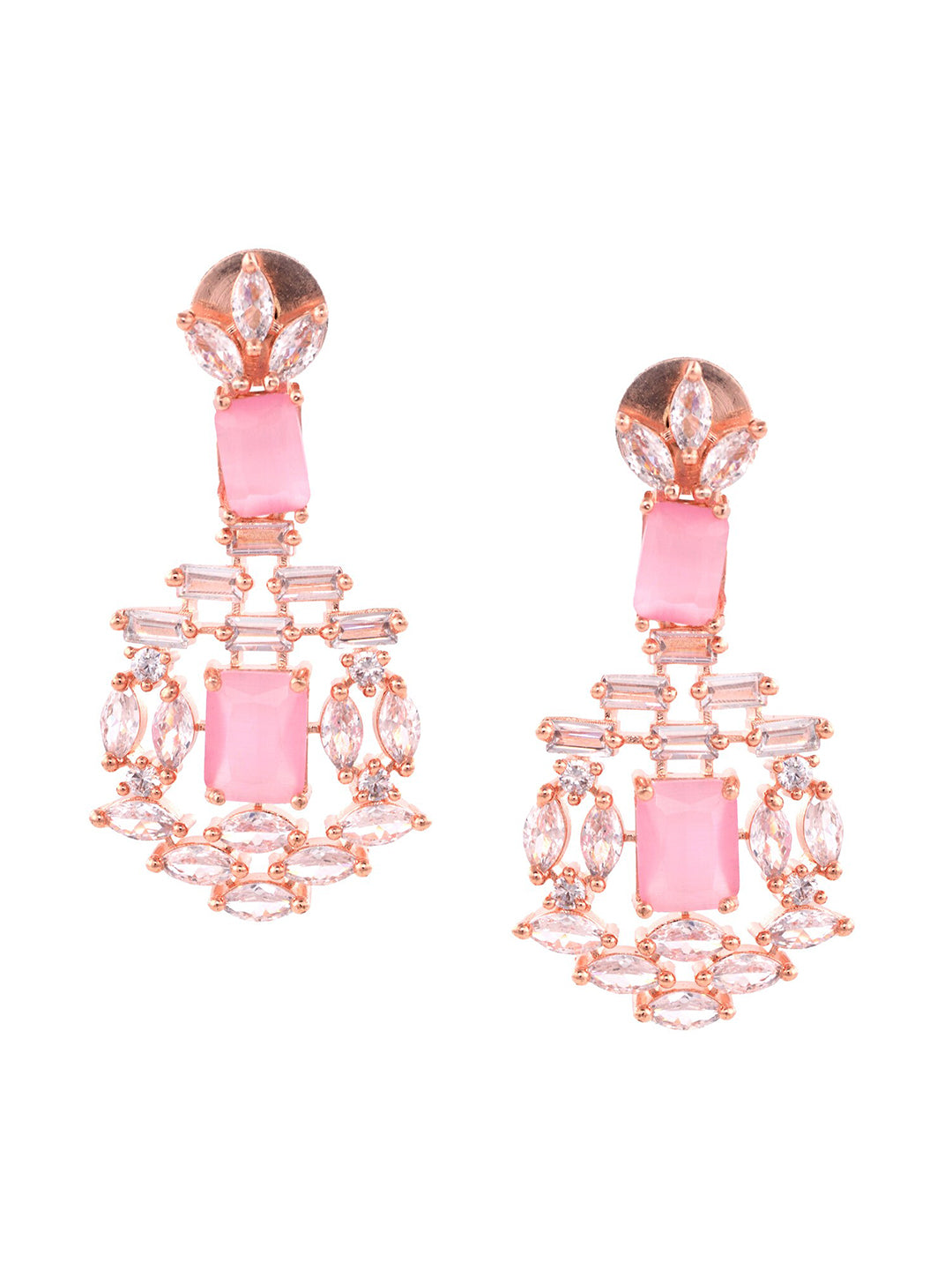 Saraf RS Jewellery Rose Gold-Plated & Pink AD Studded Handcrafted Jewellery Set - Distacart