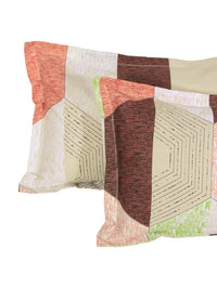 Thumbnail for Story@home Cream-Coloured Geometric 152 TC Cotton 1 Queen Bedsheet with 2 Pillow Covers - Distacart