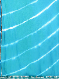Thumbnail for HERE&NOW Women Blue Ethnic Motifs Embroidered Thread Work Kurta with Trousers & With Dupatta - Distacart