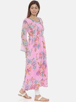 Thumbnail for Souchii Pink Printed Fit and Flare Dress - Distacart
