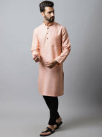 Thumbnail for Even Apparels Pink Color Pure Cotton Men's Kurta With Band Collar (SLD1186) - Distacart