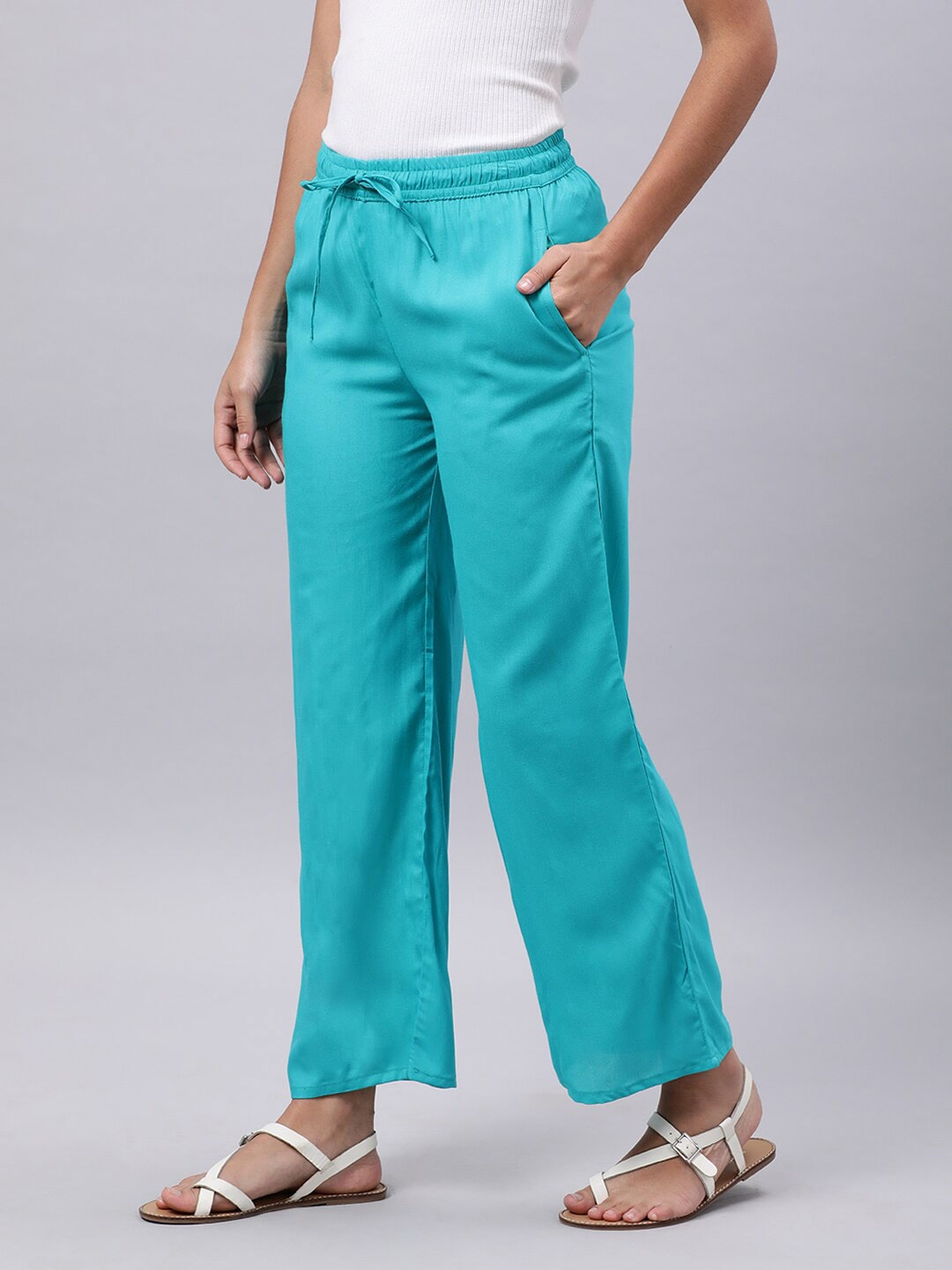 Souchii Blue Liva Palazzos - Distacart