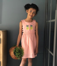 Thumbnail for ArthLife Peach Pineapple Embroidered Dress - Distacart