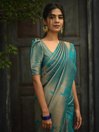 Thumbnail for Kalini Silk Blend Kanjeevaram Saree - Distacart